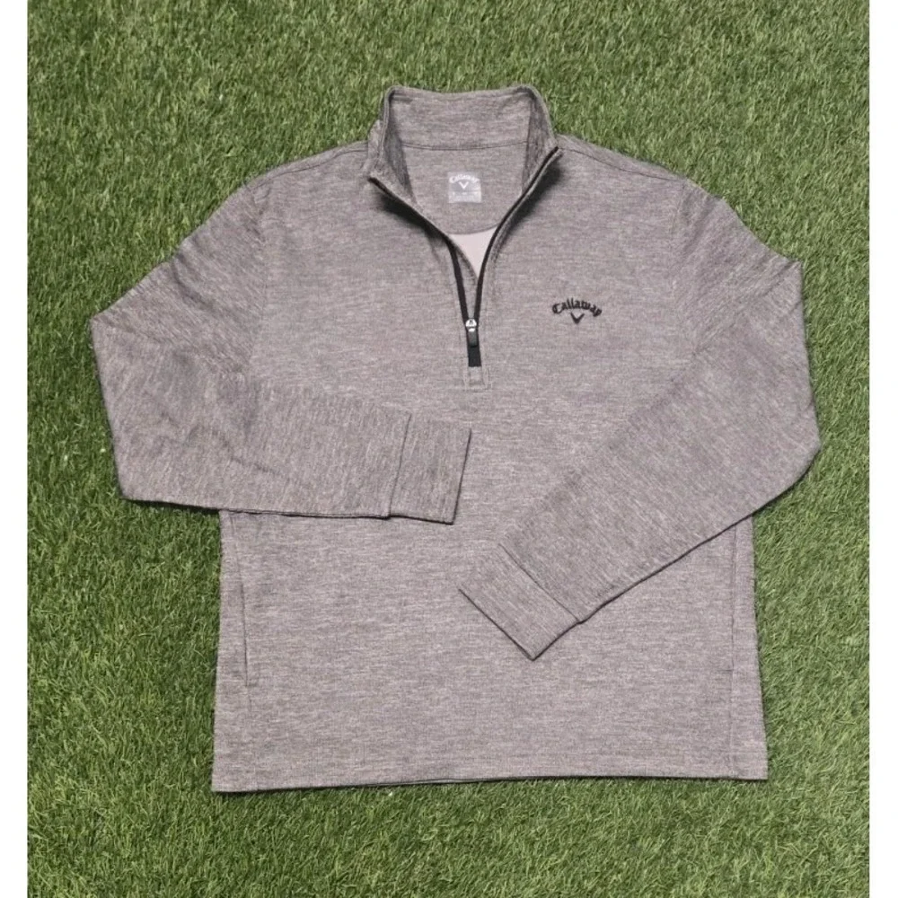 Callaway Men Small S Quarter Zip Pullover Sweater Heather Gray Space Dye Golf
